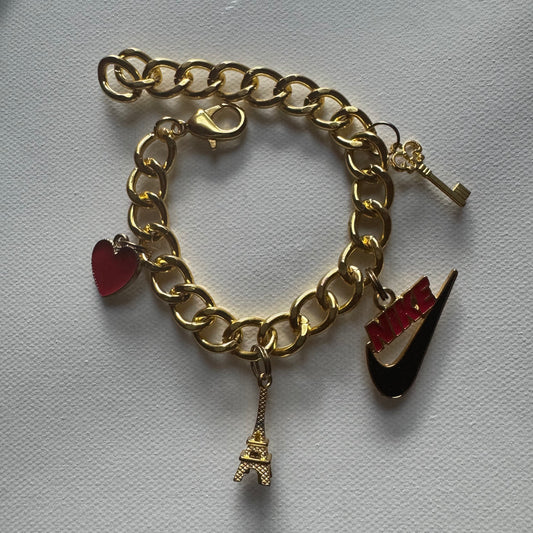 Gold N charm bracelet