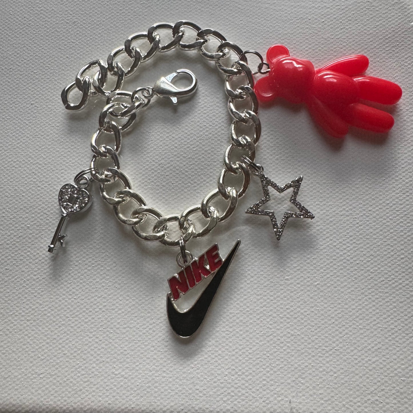 Silver N charm Bracelet