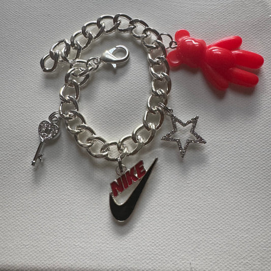 Silver N charm Bracelet