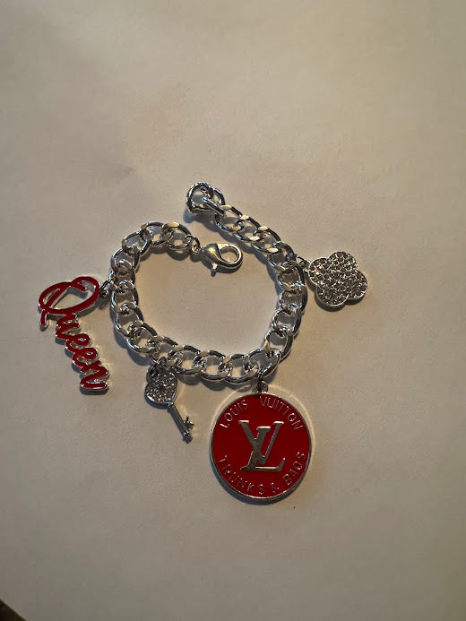 Silver Red V Bracelet