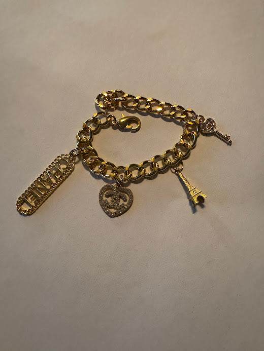 Gold Solid Small CC Bracelet