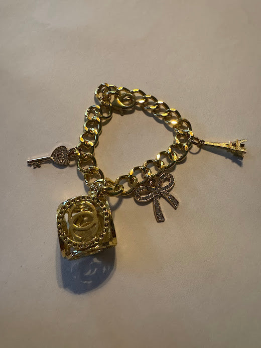 Gold Solid Jumbo CC Bracelet