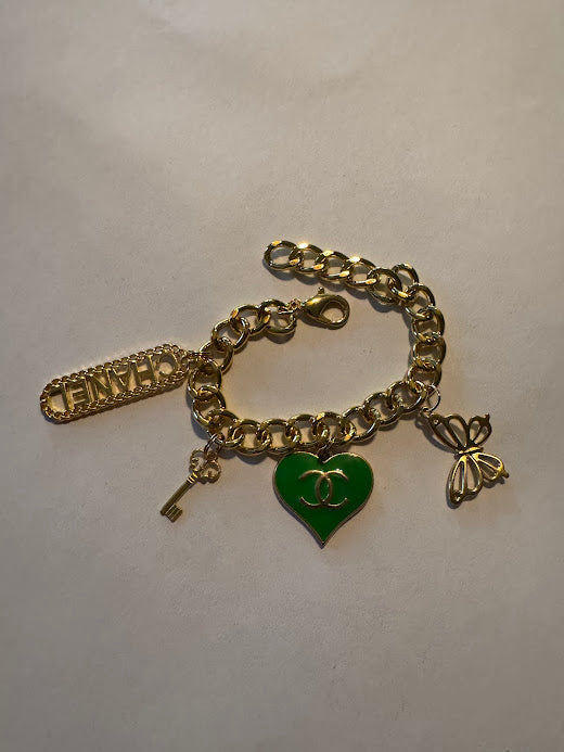 Gold Green CC Bracelet