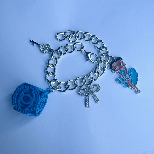 Silver Blue Betty Boop Bracelet