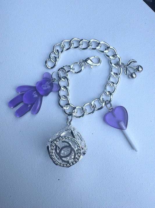 Silver & Purple CC Bracelet