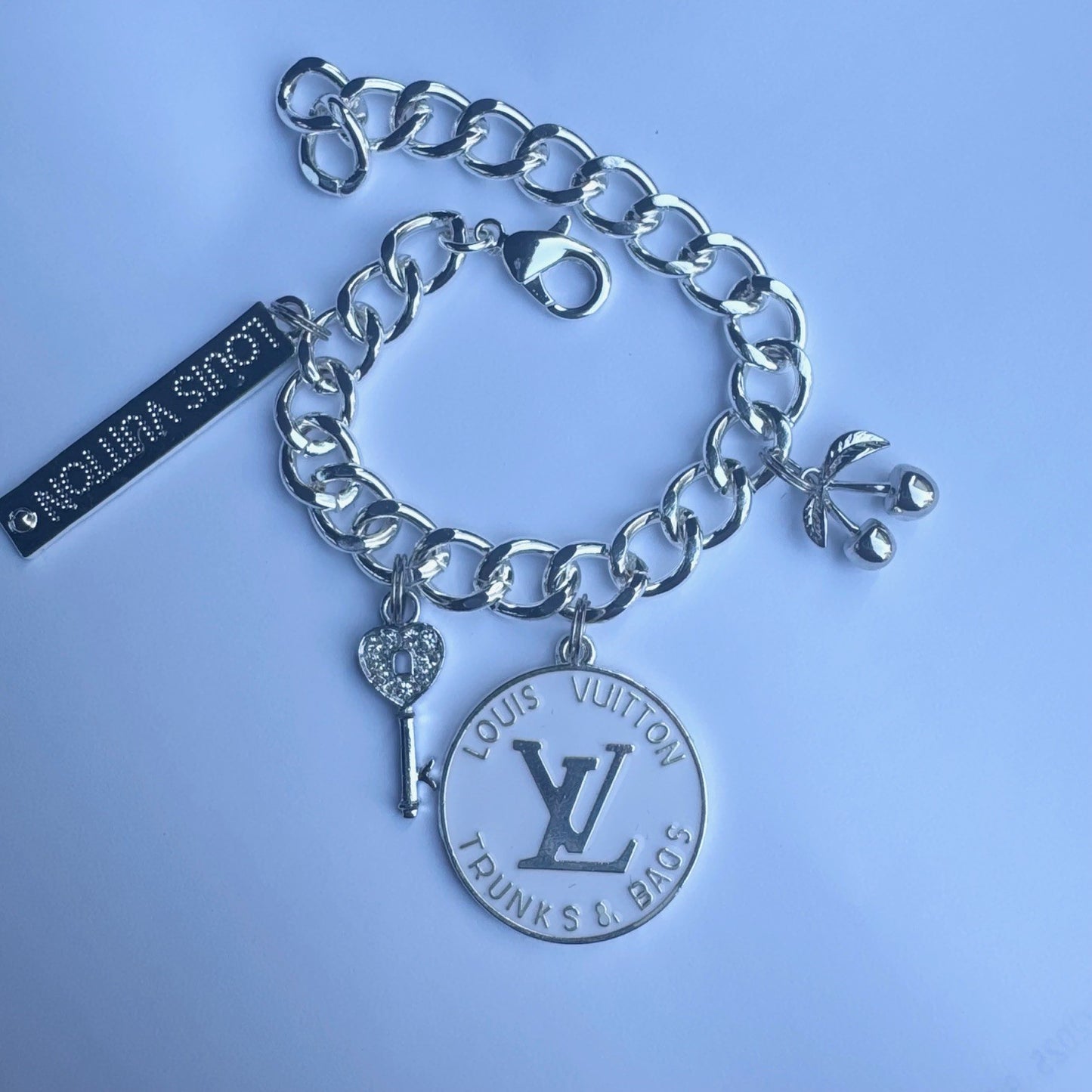 Silver & White V Bracelet