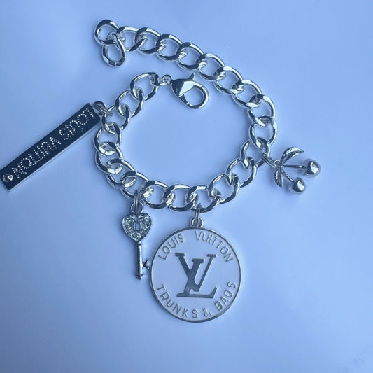 Silver & White V Bracelet