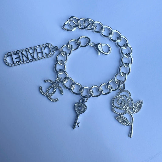 Solid Silver CC Bracelet